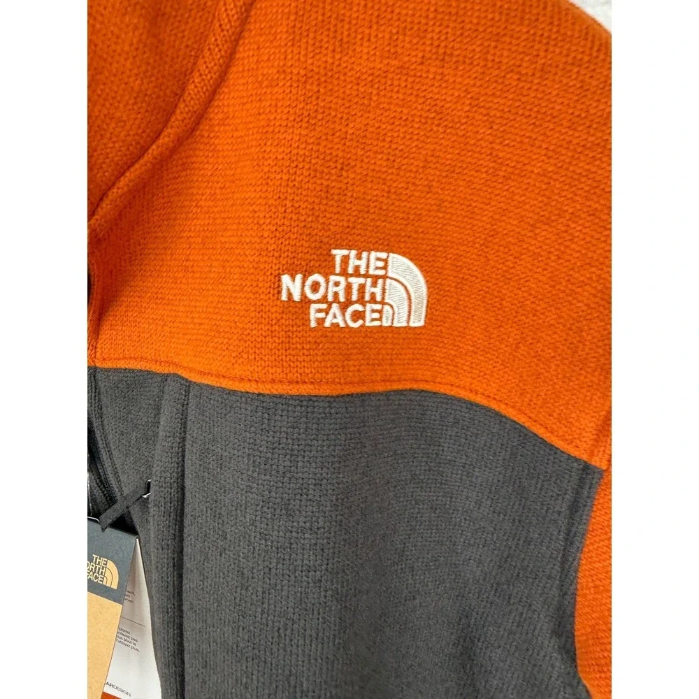 The‎ North Face Gordon Lyons 1/4 Zip Orange Gray Fleece Pullover Knit Jacket XL